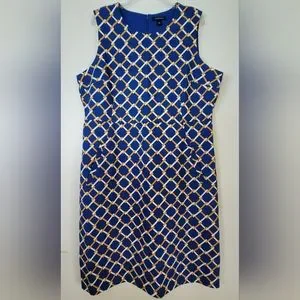 Lands' End | Dresses | Nwot Xl Ponte Knit Sleeveless Midi Dress Lands End  Bodycon Blue Lattice | Poshmark